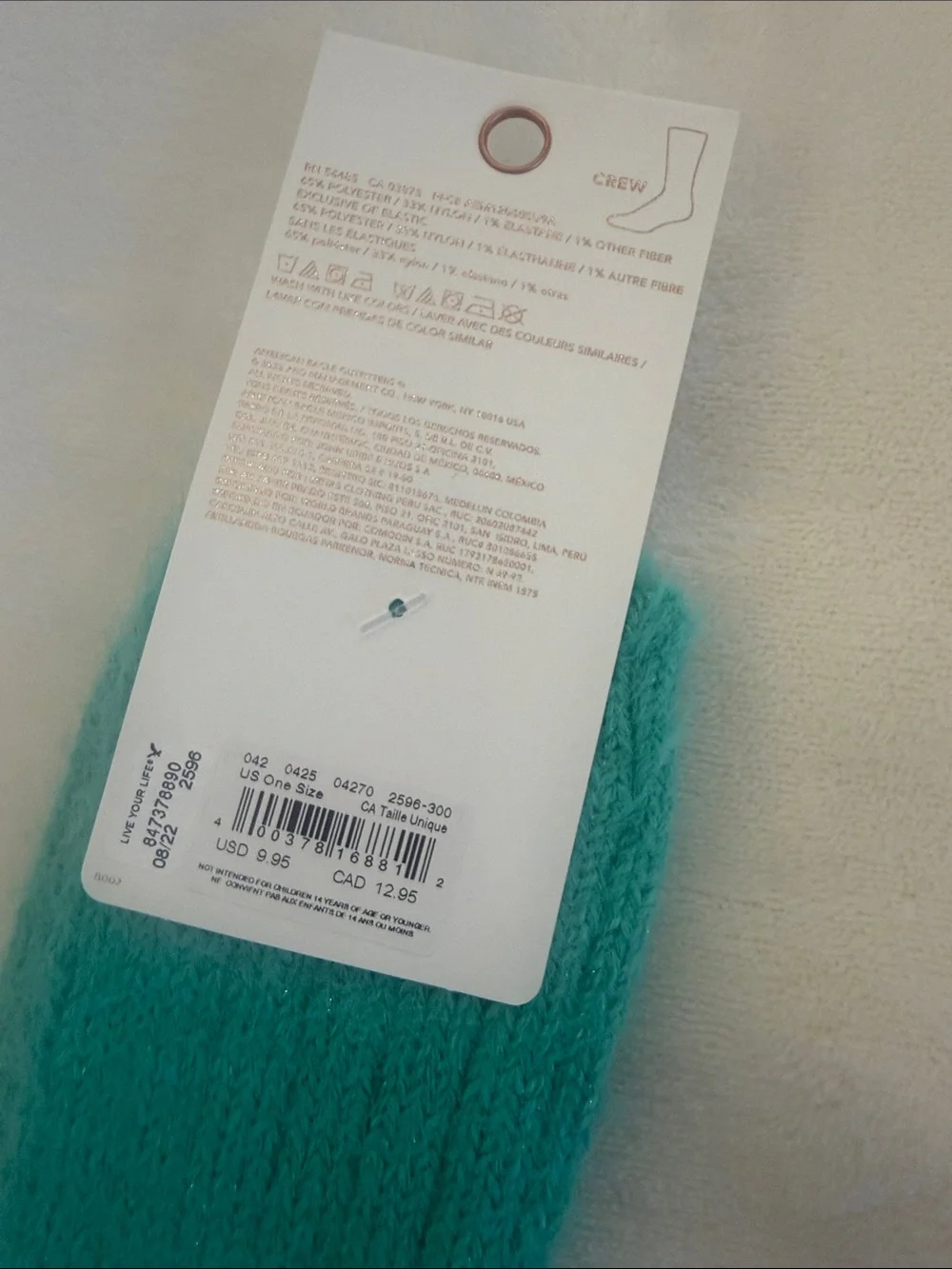 American Eagle Outfitters Plush Crew Socks in Teal
